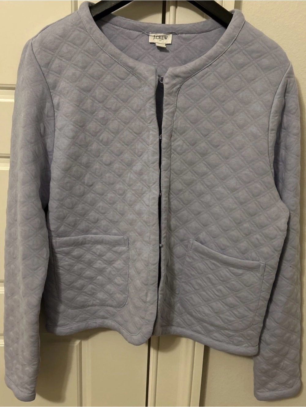 J. Crew Quilted Light Lavender Crewneck Bomber Jacket